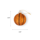 Chive glass basketball ornament in orange glitter with black seam lines.