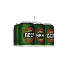 Chive glass beer six-pack ornament in green with a red wreath and wheat design.