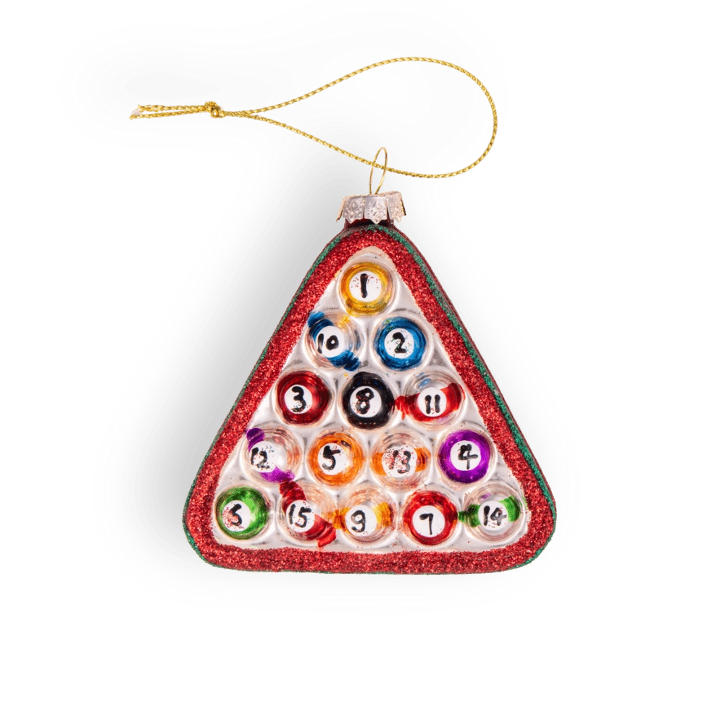 Chive glass billiard balls ornament dimensions showing small tabletop-friendly scale.