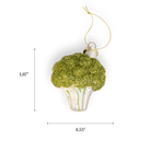 Chive glass broccoli ornament in green with beaded floret texture.
