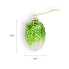 Chive glass cabbage ornament in green with textured leaf detailing.