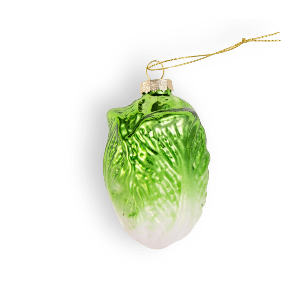 Chive glass cabbage ornament dimensions showing small tabletop-friendly scale.