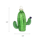 Chive glass saguaro cactus ornament with a dimension diagram showing its tabletop scale.