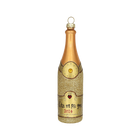 Chive glass champagne bottle ornament in gold with a glittered label and red heart detail.