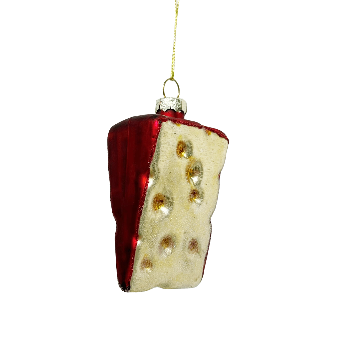 Chive glass cheese wedge ornament dimensions showing small tabletop-friendly scale.