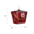 Chive glass takeout box ornament with a dimension diagram showing its wide carton size.