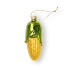 Chive glass corn ornament in yellow with a textured kernel pattern.