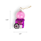 Chive glass cotton candy cart ornament in pink with purple wheeled base.