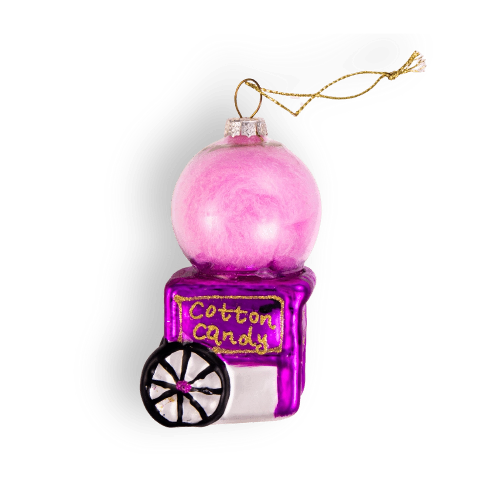 Chive glass cotton candy cart ornament dimensions showing small tabletop-friendly scale.