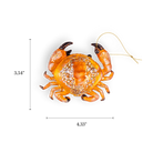 Chive glass crab ornament in orange with glittered shell texture.