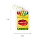 Chive glass crayon box ornament in yellow with rainbow crayon tips.