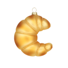 Chive glass croissant ornament in matte gold with glittered fold lines and a curved shape.