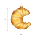 Chive glass croissant ornament with a dimension diagram showing its curved crescent shape.