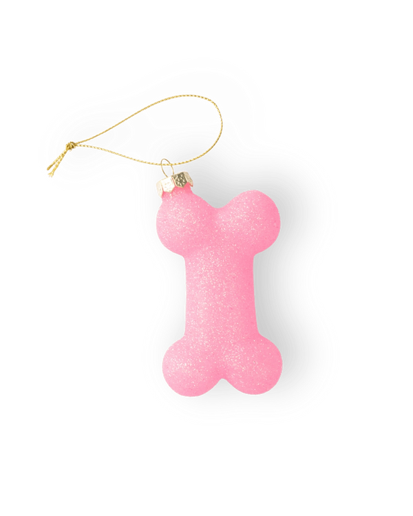 Pink Glittery Dog Bone Ornament