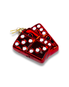 Chive glass dominoes ornament showing stacked tile angle view.