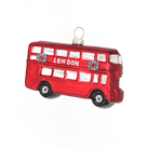 Chive glass London double-decker bus ornament in red with Union Jack flag detail.