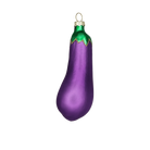 Chive glass eggplant ornament in matte purple with a glittered green stem cap.