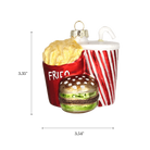Chive glass fast food ornament with a dimension diagram showing the grouped set size.
