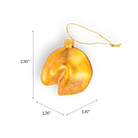 Chive glass fortune cookie ornament in gold with a folded glitter texture.