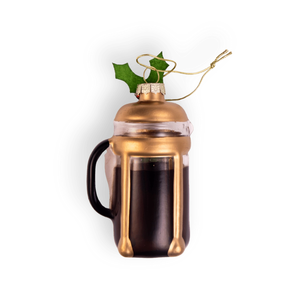 Chive glass French press ornament dimensions showing small tabletop-friendly scale.