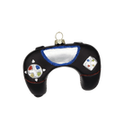 Chive glass game controller ornament in black with colorful glittered buttons.