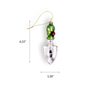 Chive glass garden trowel ornament in green with a ladybug and daisy accents.