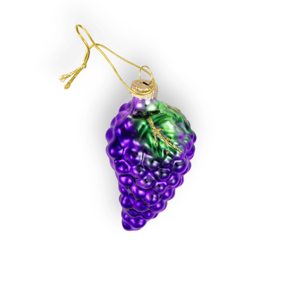 Chive glass grape cluster ornament dimensions showing small tabletop-friendly scale.