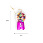 Chive glass gumball machine ornament in pink with multicolor candy fill.