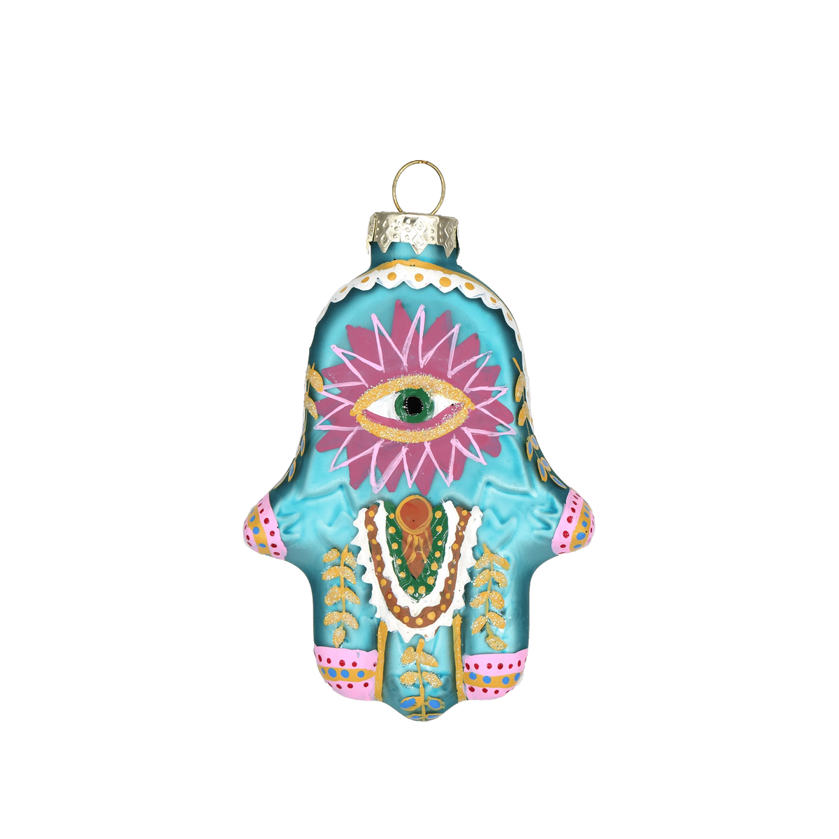 Hamsa Hand Ornament | Hand-Blown Glass | Chive