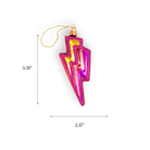 Chive glass lightning bolt ornament in pink glitter with a rainbow inlay.