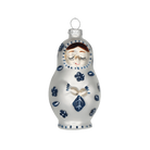 Chive glass matryoshka doll ornament shown straight-on with a painted sleeping face.
