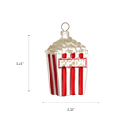 Chive glass popcorn box ornament with a dimension diagram showing its classic tub shape.