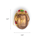 Chive glass roast ornament in golden brown, overhead view with jeweled trim.