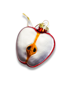 Chive glass sliced apple ornament showing the textured white flesh.