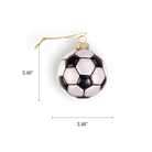 Chive glass soccer ball ornament in classic black and white panels.
