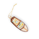 Chive glass speedboat ornament in brown with a paneled deck design.