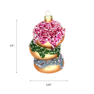 Chive glass stacked donuts ornament with a dimension diagram showing its tall stack size.