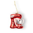 Chive glass stand mixer ornament in red with silver glitter trim accents.