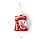 Chive glass stand mixer ornament in red with a silver mixing bowl.