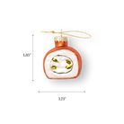 Chive glass sushi roll ornament with a seaweed edge and glittered rice.
