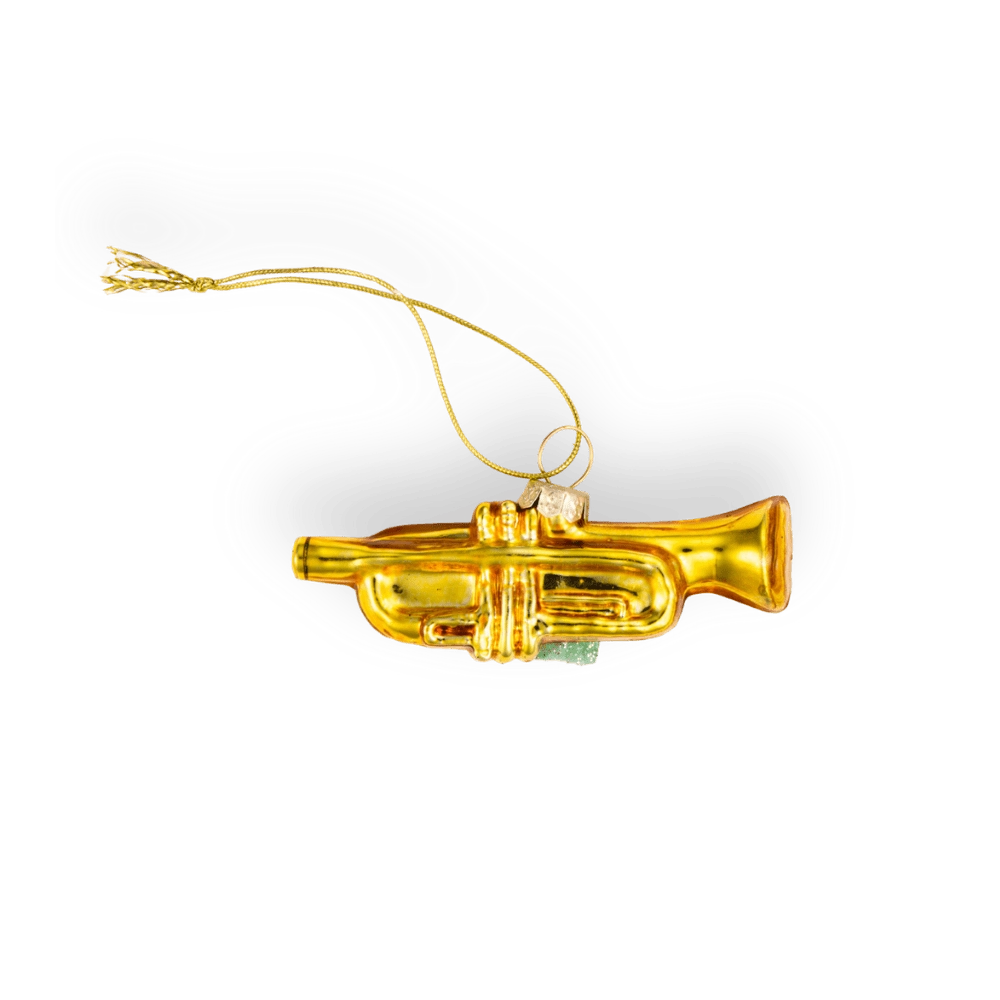 Chive glass trumpet ornament dimensions showing small tabletop-friendly scale.