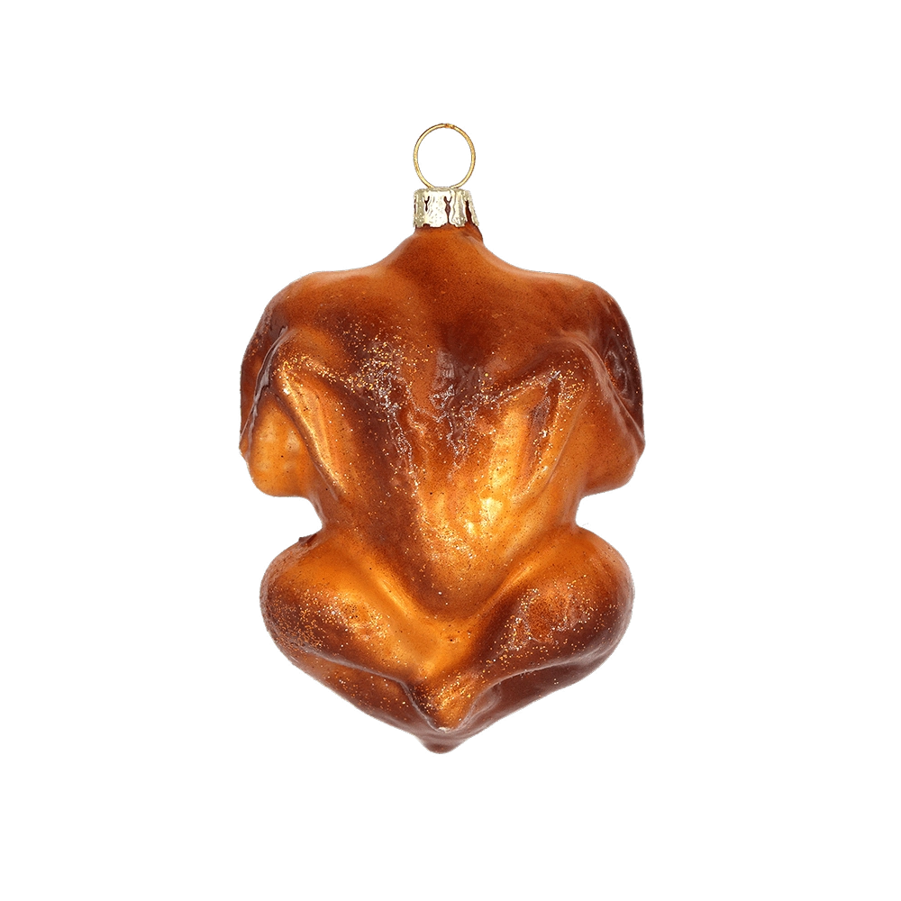 Chive glass roast turkey ornament in golden brown with a glossy glazed finish.