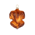 Chive glass roast turkey ornament in golden brown with a glossy glazed finish.