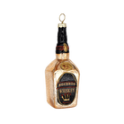 Chive glass whiskey bottle ornament in gold with a bourbon label and crown crest.