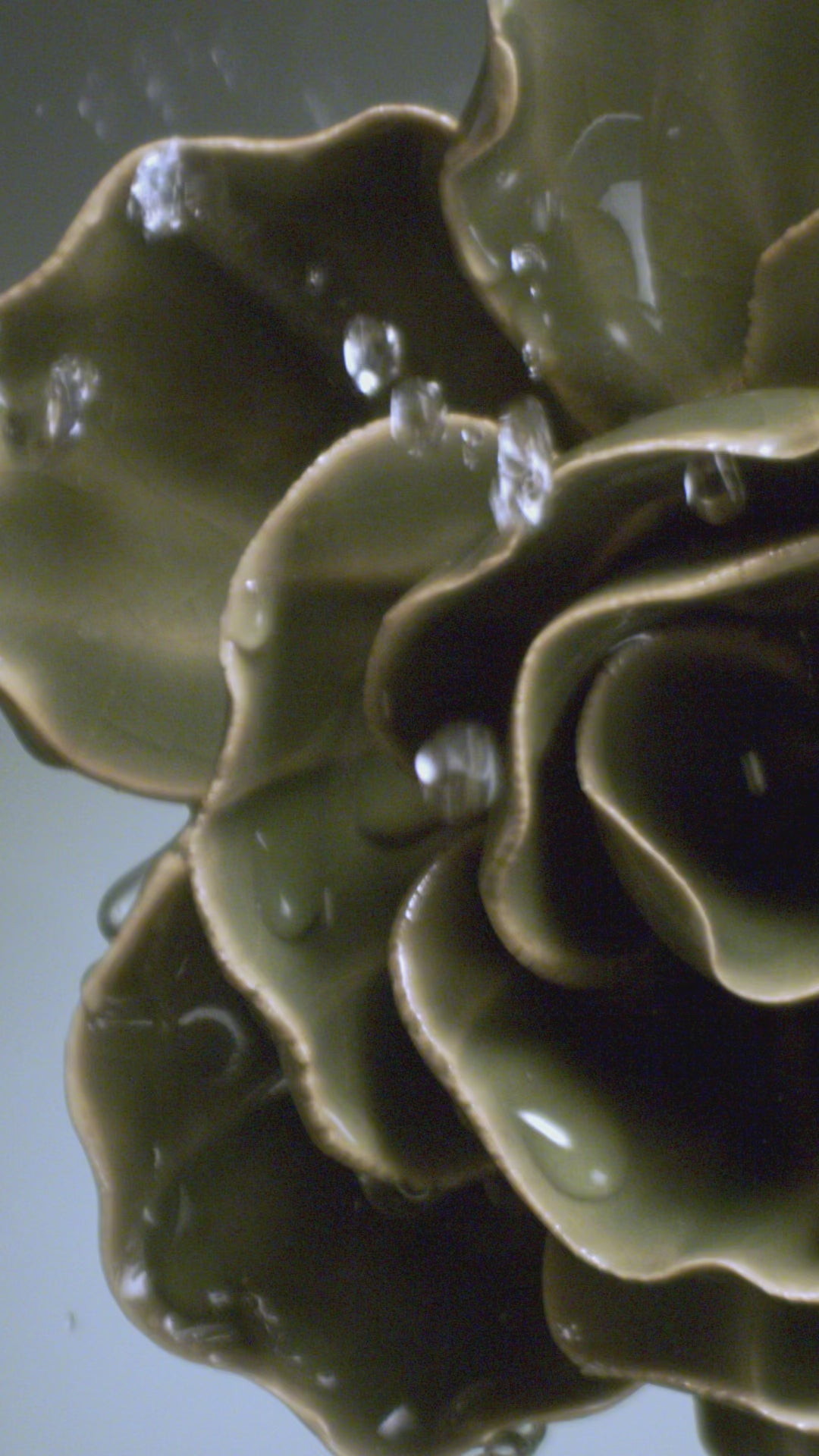 Small Green Ceramic Flower Wall Decor Handcrafted Ranunculus