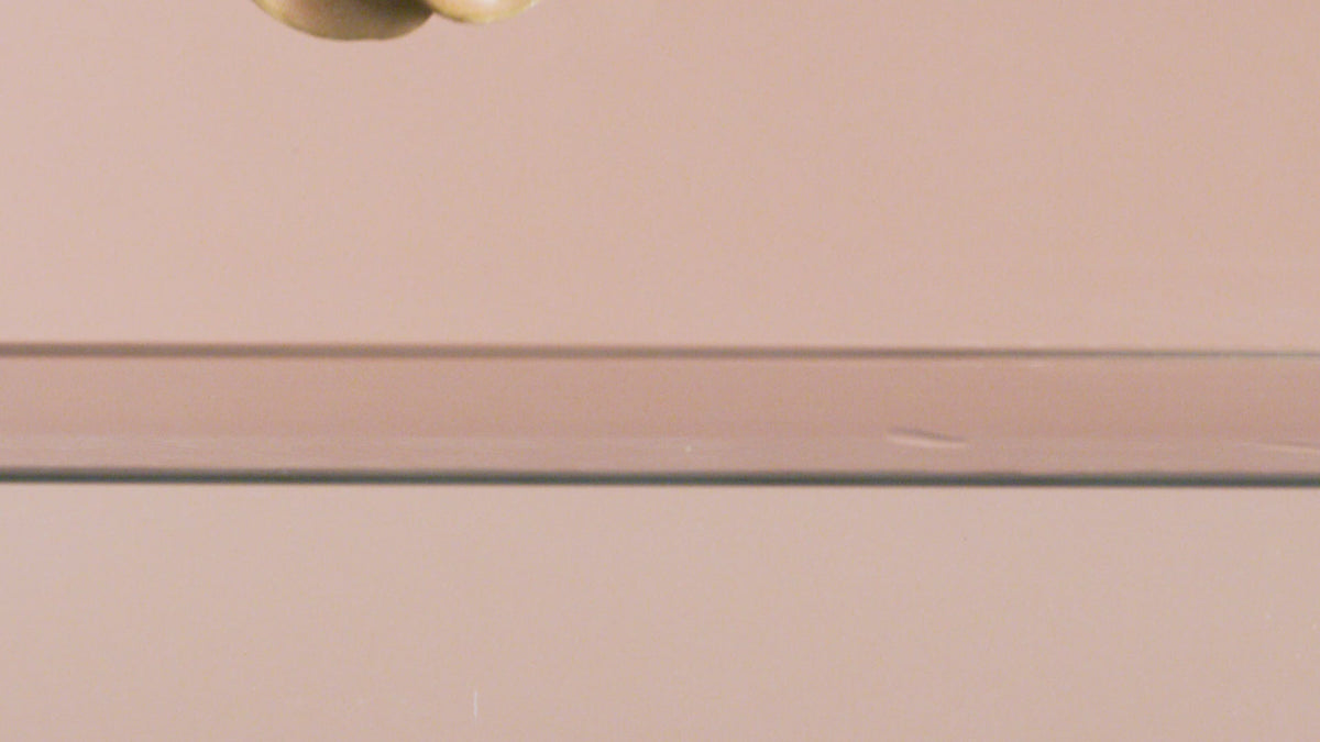 Pink ceramic flower dropping into water in extreme slow motion — small wall art by Chive Studio