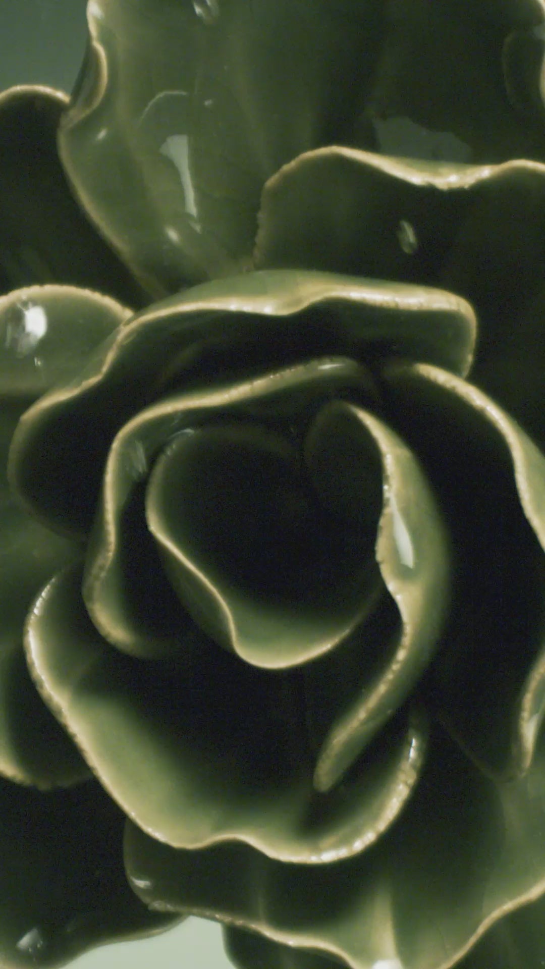 Fir Green Butterfly Ranunculus ceramic wall flower — English Garden — handmade by Chive Studio Toronto