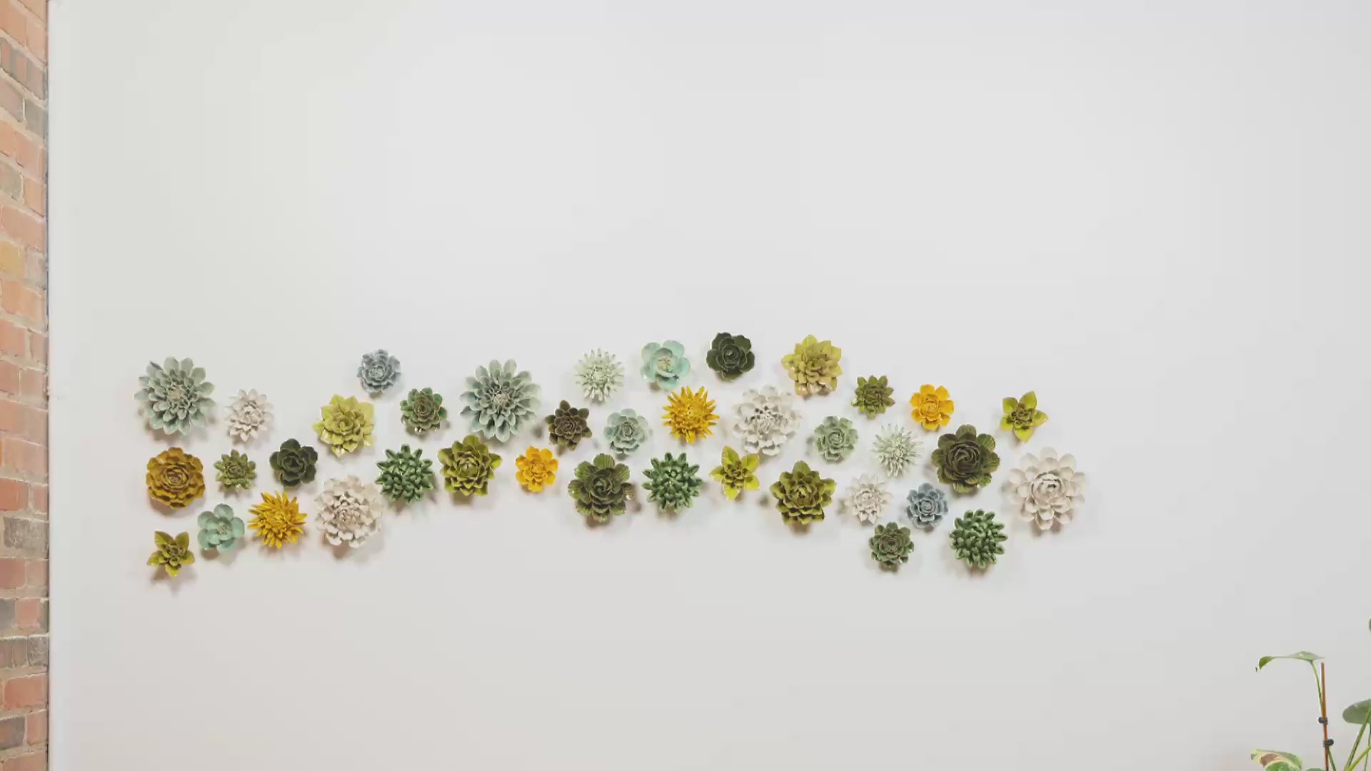 Revive Your Space with XL Green Ceramic Flower Wall Decor