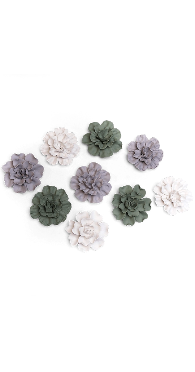 Matte Set of 3 - Ceramic Flower Tabletop Art - handmade by Chive Studio Toronto