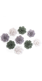 Matte Set of 3 - Ceramic Flower Tabletop Art - handmade by Chive Studio Toronto